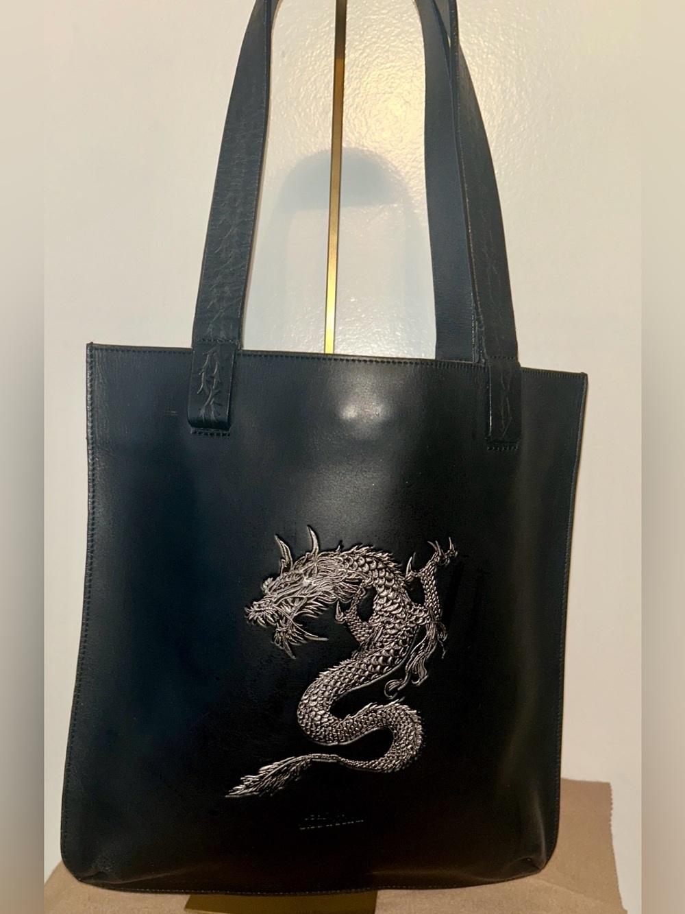 Jean Paul Gaultier leather dragon tote bag. Vintage EUC.